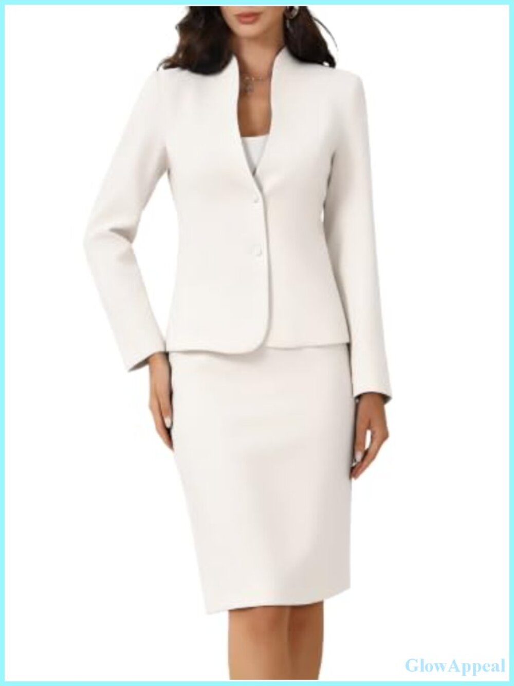 Women's Collarless Blazer Pencil Skirt Suit Set Business Workwear